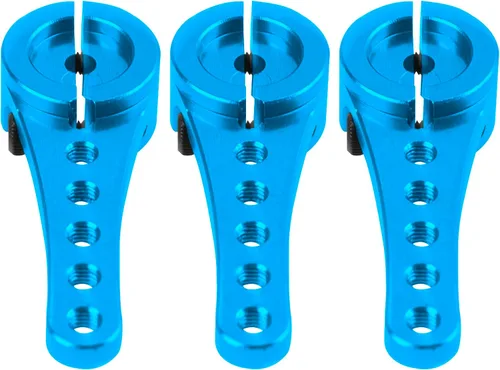 Miniatura 3 de Paquete de 3 servo de aluminio 25T servo brazo de dirección largo compatible con Futaba Savox Power HD Xcore 1/8 1/10 TRX4 SCX10 RC Crawler (azul)