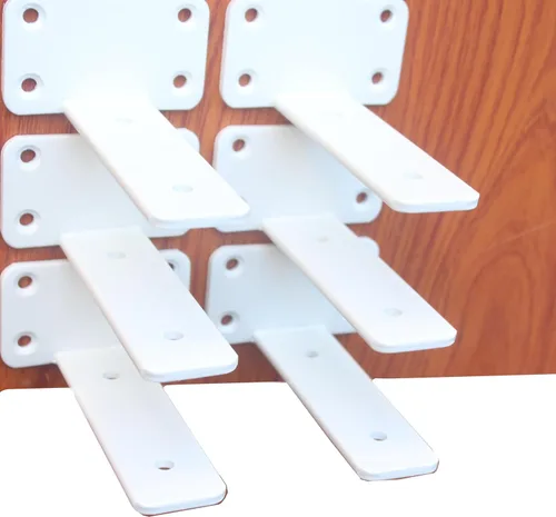 Miniatura 25 de Paquete de 2 - Soportes de estante en L ocultos negros de 4 pulgadas (1/5 pulgada de grosor) Soportes de estante flotante de hierro Soportes
