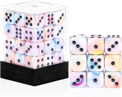 Miniatura 14 de 36 Piezas 12mm Juego de Dados Mini de 6 Caras, Juego de Dados D6 de Colores Translúcidos, Juego de Dados Estándar de 6 Caras para Juegos de Mesa