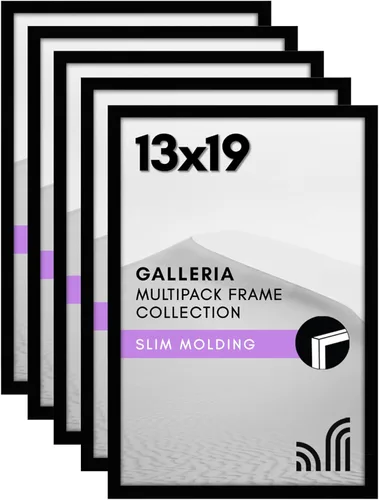 Miniatura 12 de Americanflat Portarretratos de 3 x 5 con plexiglás pulido, juego de 5 unidades, colección Galleria, marcos para mesa y pared, color negro