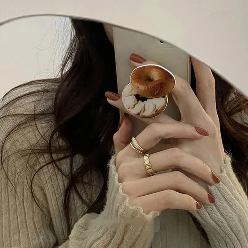 Miniatura 2 de Juego de anillos para mujer, diseño de doble esmalte de metal, anillos abiertos, joyería de moda, accesorios de fiesta para mujeres y niñas góticas