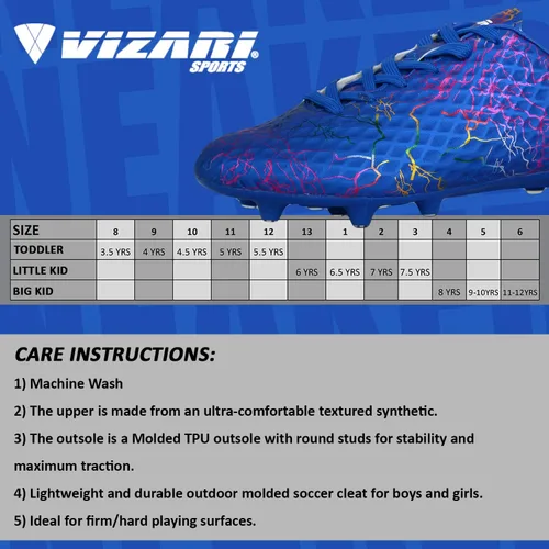Miniatura 4 de Vizari Zodiac JR FG - Zapatos de fútbol para exteriores para niños y niñas