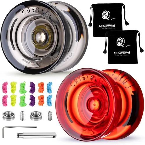 Miniatura 11 de MAGICYOYO K2 Yoyo Cristal Negro Profesional, Yoyo Sensible para Niños Principiantes con Rodamiento Extra No Sensible Yo Yo, Yoyo Pro de Plástico