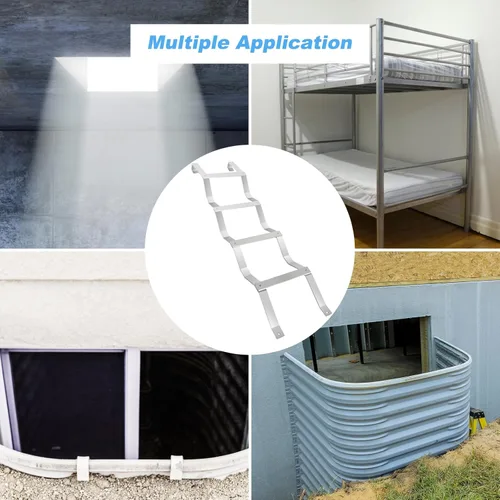 Miniatura 9 de Escalera de salida de 4 escalones para sótano, capacidad de carga de 400 libras, escalera de aluminio para sótano de 63 x 14.8 pulgadas