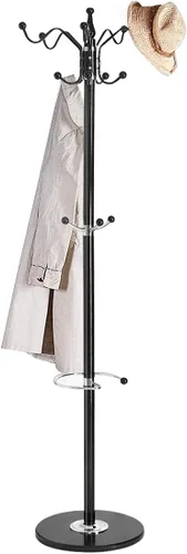 Perchero de metal de 67 pulgadas, base de mármol de acero satinado con 16 ganchos, perchero de metal para sombreros de árbol y perchero, perchero de