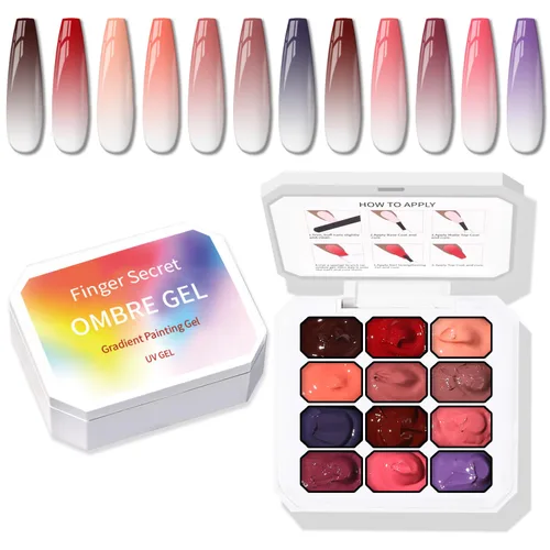 Miniatura 8 de Paleta de Esmalte de Uñas en Gel Sponge Pat, 12 Colores Mezcla Degradado Ombré Gel Polish Pintura Degradada Arte de Uñas, Sin Limpiar, Curado UV/LED
