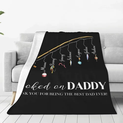 Miniatura 15 de Manta personalizada para papá con nombres de niños de 1 a 10 años, manta con texto en inglés "Thank You for Being The Best Dad Ever", para el Día