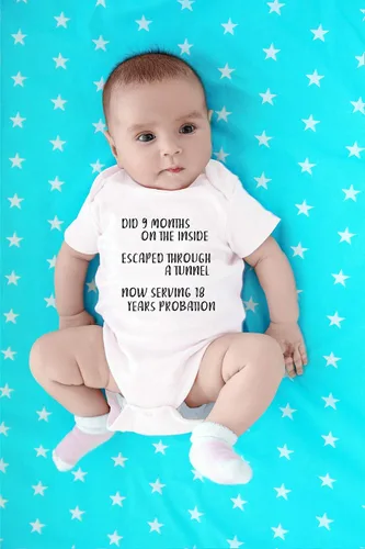 Miniatura 27 de CBTwear Did 9 Month, Escaped Through a Tunnel, Serving 18 Years Baby Body Unisex Comfy Humor
