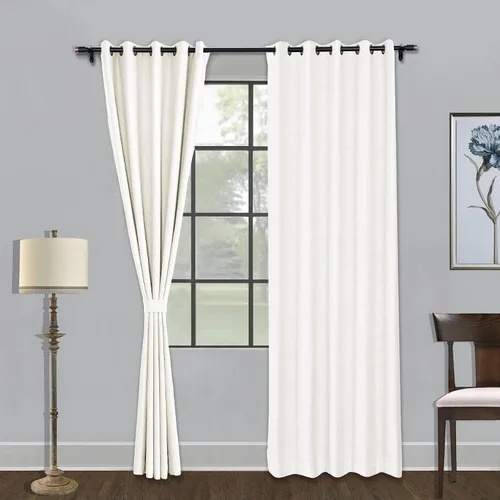 Miniatura 18 de Fcosie Cortinas opacas de 84 pulgadas de largo con textura de lino, con aislamiento térmico, con ojales en la parte superior con forro opaco blanco