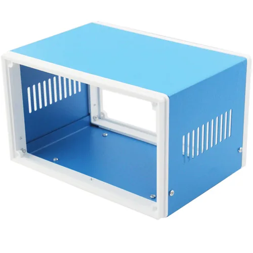 Miniatura 6 de Zulkit Cajas electrónicas, carcasa de metal azul, caja de proyectos de bricolaje, caja de conexiones, caja preventiva 8.3 x 7.1 x 5.5 pulgadas