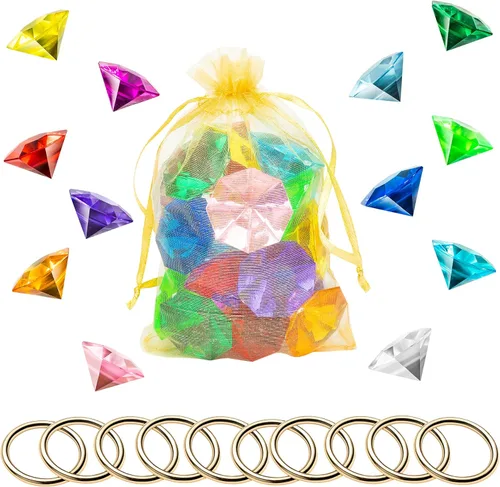 PANTIDE Juego de 35 anillos redondos de aleación de oro con diamantes acrílicos para erizo azul, esmeraldas del caos, suministros de recuerdo de