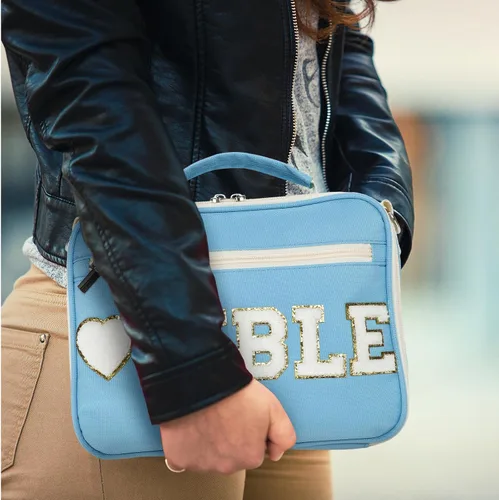 Miniatura 6 de Silkfly Blue End of Years - Funda de regalo de graduación para la Biblia, bolsa grande de felpilla con correa para el hombro, bolsa de mano