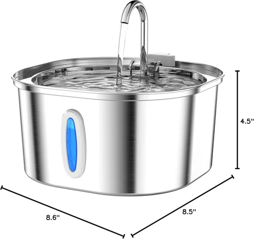 Miniatura 10 de PEKTACO Fuente de Agua para Gatos de Acero Inoxidable, Dispensador de Agua para Gatos de 3.2L/108oz con Bomba de Agua Ultra Silenciosa y Ventana