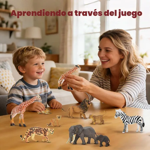 Miniatura 6 de Juguetes de figuras de animales de zoológico de safari, 14 piezas realistas de animales de la selva, animales africanos de plástico salvajes
