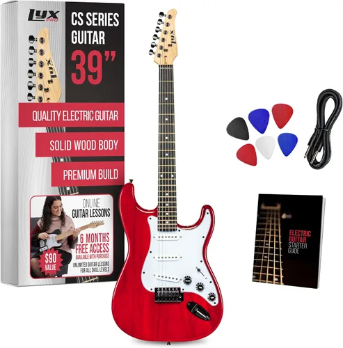 Miniatura 19 de LyxPro CS 39" - Kit de guitarra eléctrica para principiantes, intermedios y profesionales con guitarra, cable de amplificador, 6 púas y guía