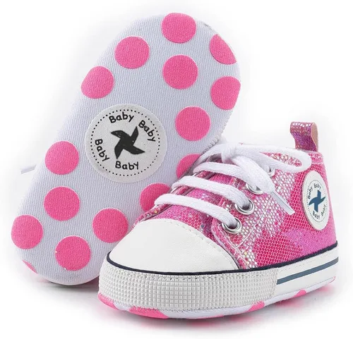 Zapatos deportivos de lona de lona para bebés y niñas, suela antideslizante suave, suela antideslizante