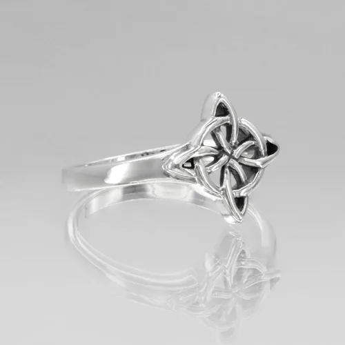 Miniatura 3 de Anillo de plata esterlina con nudo de brujas Wiccan cuaternario celta (tallas 4-15)