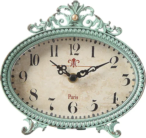 Miniatura 10 de Creative Co-Op Reloj de repisa de peltre envejecido verde