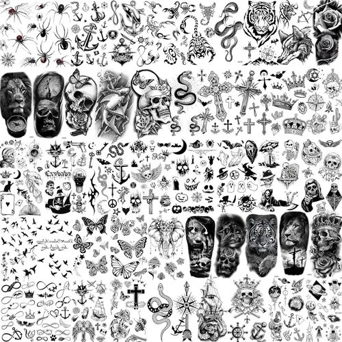 Bilizar 48 hojas de tatuajes temporales 3D pequeños para niños, mujeres, niñas, cuello, brazo, niños, hombres, tatuajes temporales diminutos de
