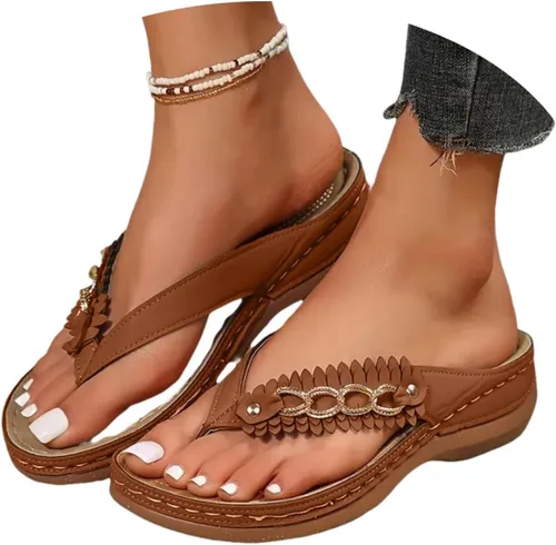 Miniatura 4 de Sandalias ortopédicas para mujer con soporte de arco, sandalias informales para playa, verano, caminar, viajes, cómodas sandalias planas para mujer