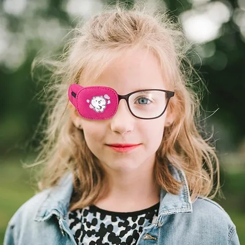 Miniatura 4 de 6 parches para ojos para niños, parche de ojo de gato rosa suave, para oclusión médica, reutilizable, sobre lentes para ojos perezosos, ambliopía