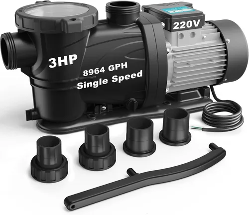 Miniatura 21 de Bomba de Piscina para Dentro y Sobre el Suelo, Autocebante de Alto Flujo (con Temporizador, 1.5HP, 7350 GPH, 115V)
