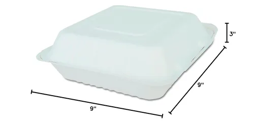 Miniatura 2 de Southern Champion Tray Contenedor de fibra moldeada 18935, 9 pulgadas de ancho x 9 pulgadas de largo x 3 pulgadas de alto, blanco, paquete de 200