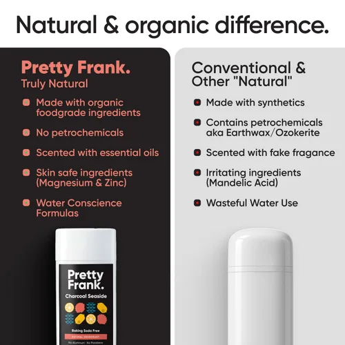 Miniatura 2 de Pretty Frank Desodorante natural sin aluminio con carbón, sin bicarbonato de sodio, carbón marino (paquete de 1) Respetuoso con la piel sensible