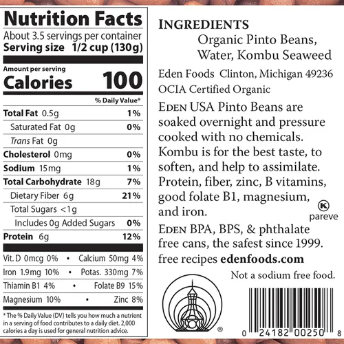 Miniatura 2 de Eden Foods Organic Pinto Beans, 15 oz