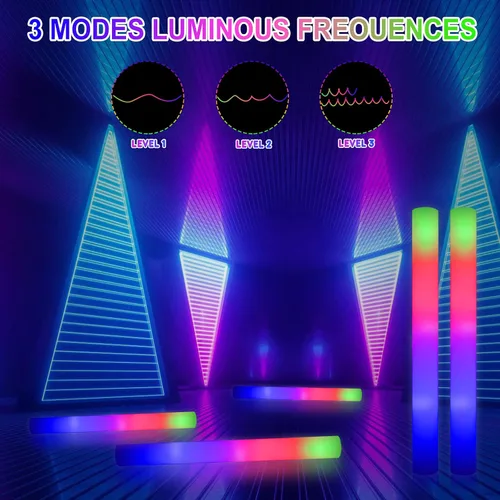 Miniatura 3 de LifBetter Varitas de brillo a granel – 20 varillas de espuma LED brillantes con tres modos de luz intermitente para fiestas DJ, para festivales