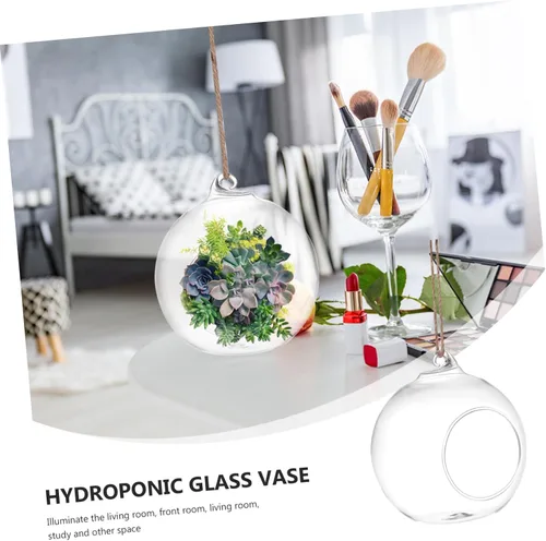 Miniatura 9 de BESTonZON 6 jarrones colgantes de terrario para plantas suculentas, macetas decorativas de interior, botellas ecológicas hidropónicas de vidrio