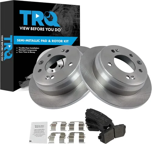 Miniatura 23 de TRQ Juego de pastillas de freno semimetálicas traseras y rotores compatibles con Chevrolet Trailblazer 02-06 Trailblazer EXT 04-06 SSR 02-07 GMC