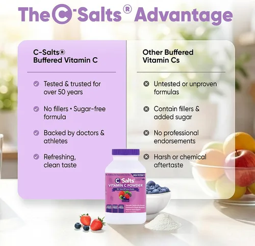 Miniatura 6 de C-Salts Suplemento de Vitamina C en Polvo - 100% Puro Vitamina C Amortiguada de Alta Dosis para Apoyo Inmunológico - Orgánico, Sin Azúcar, Vegano