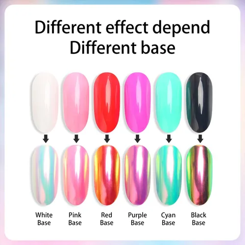 Miniatura 4 de 1 Caja de Polvo de Purpurina Holográfico para Uñas Color Arcoíris Efecto Neón Copos de Arte de Uñas Decoración Polvo Cromado para Uñas Polvo Punta