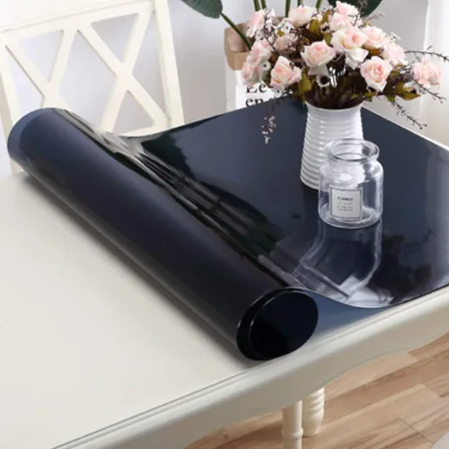 Miniatura 5 de Protector de mesa de comedor transparente de PVC de 0.079 in de grosor, almohadillas rectangulares de plástico antideslizante para mesa, cubierta