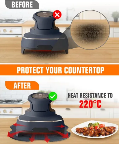 Miniatura 6 de 2 Piezas Salvamanteles de Silicona para Freidora de Aire y Protector contra Salpicaduras para Ninja Crispi, Alfombrilla Resistente al Calor