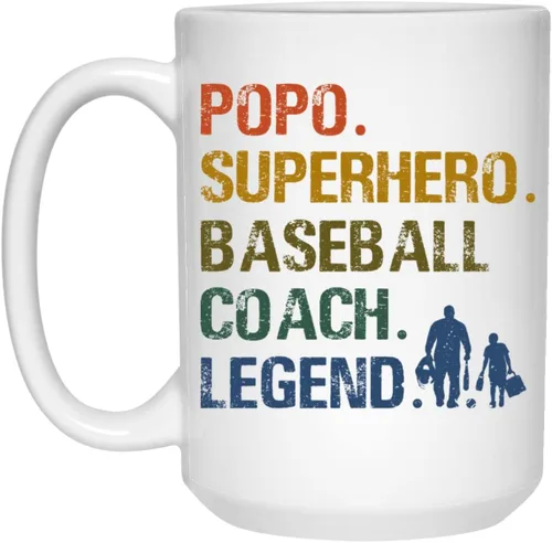 Miniatura 2 de Taza Popo de entrenador de béisbol – Taza Popo Legend de entrenador de béisbol – Taza de café para el Día del Padre – Taza de béisbol – Taza Popo