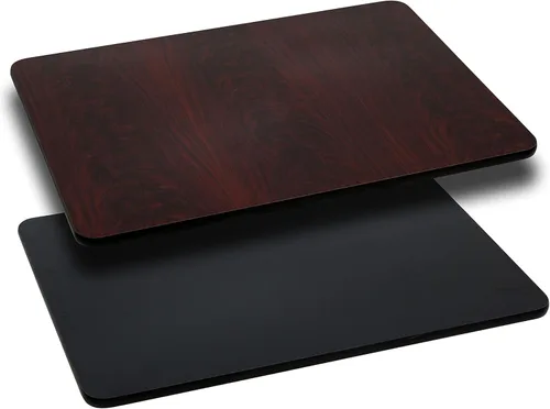 Miniatura 15 de Flash Furniture - Tapa de mesa de resina brillante de 30.0 x 48.0 pulgadas, con borde caído de 2.0 pulgadas de grosor Natural/Nogal