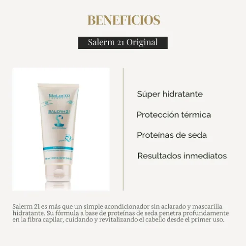 Miniatura 3 de SALERM - Acondicionador Instantáneo de Cabello 21 Proteína de Seda - 100 ml - Acondicionador de Uso Continuo o para Enjuagar - con Proteínas de Seda