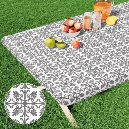 Miniatura 22 de Misaya - Mantel de vinilo rectangular, mantel elástico con respaldo de franela, 100% impermeable, cubierta de plástico para mesas plegables de 4
