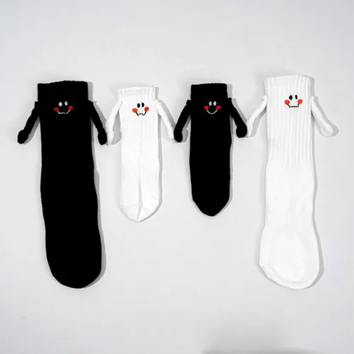 Miniatura 5 de Calcetines a juego para la familia, divertidos calcetines magnéticos de tubo medio, calcetines sonrientes para padres y niños