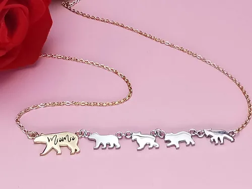 Miniatura 3 de Sweet Family - Collar con colgante para mamá y oso bebé, regalo para ella, mamá, madre, regalo para ella, Acero inoxidable, no conocido