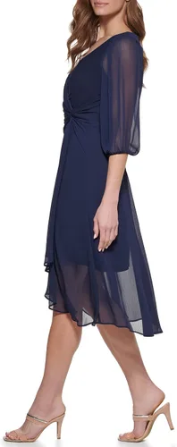 Miniatura 2 de DKNY Vestido cruzado de gasa con manga 34 para mujer