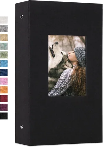 Miniatura 10 de Vienrose - Álbum de fotos de lino con 300 bolsillos de 4 x 6 pulgadas, cubierta de tela, para bodas, familias, aniversarios y bebés Azul cielo