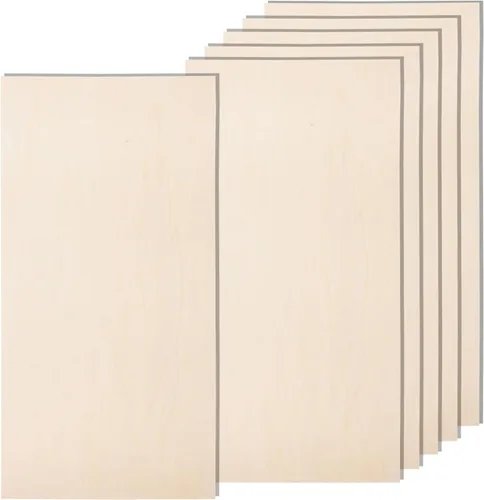 Miniatura 12 de Paquete de 6 hojas de madera de tilo de 10.7 x 7 x 1/4 pulgadas-6mm de grosor para manualidades, hojas de madera contrachapada sin terminar, paneles