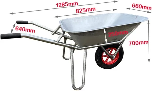 Miniatura 6 de Etlegor Carretilla agrícola, Carretilla galvanizada 2 neumáticos Carretilla volquete perfecto para transportar arena, suciedad, residuos de jardín