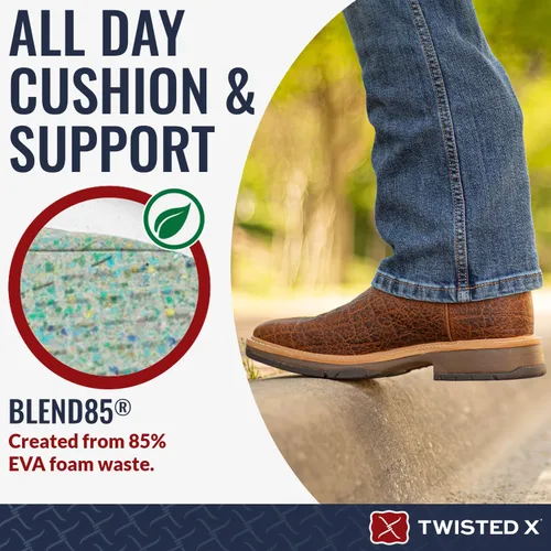 Miniatura 4 de Twisted X Botas de trabajo para hombre Lite Western de 12 pulgadas, botas de trabajo de cuero de grano completo con plantilla moldeada en X trenzado
