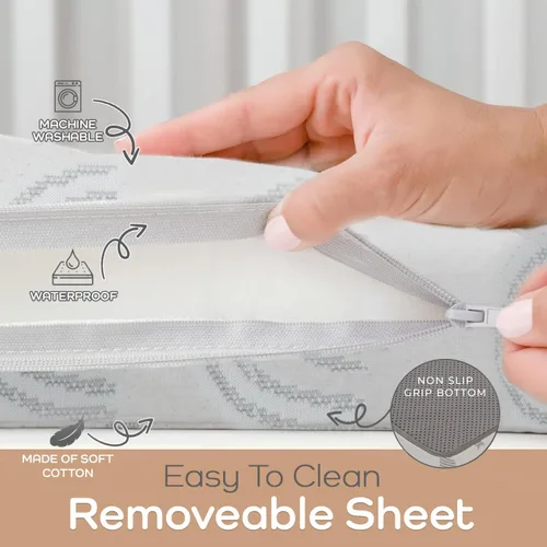 Miniatura 4 de Cubrecolchón impermeable para empacar y jugar, 38 x 26 pulgadas, estilo triple - espuma de felpa suave transpirable - Cubrecolchón portátil