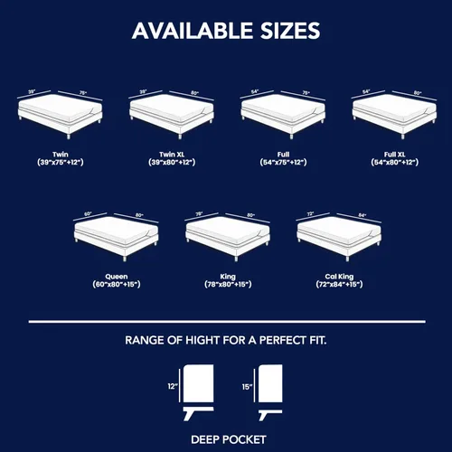 Miniatura 8 de Protector de colchón King con cremallera, protector de colchón impermeable tamaño King, suave, transpirable y sin ruido, se adapta a hasta 15