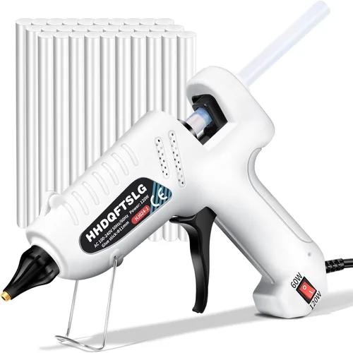 Pistola de pegamento caliente de tamaño completo, pistola de pegamento de 60/120 W con 30 barras de pegamento, cable de alimentación extra largo de